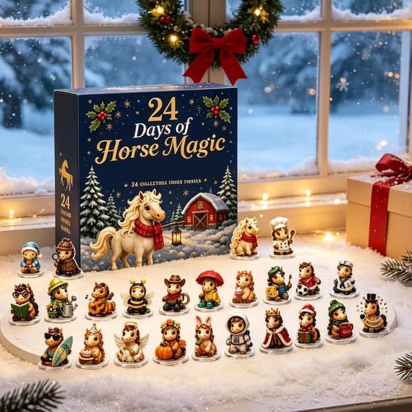 2026 Häst Nedräkning Adventskalender, 2D Akryl Hästprydnader