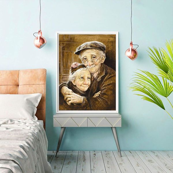 Maalaus 30x40cm 5D Timanttimaalaus Pari Vanhus DIY Maalaus