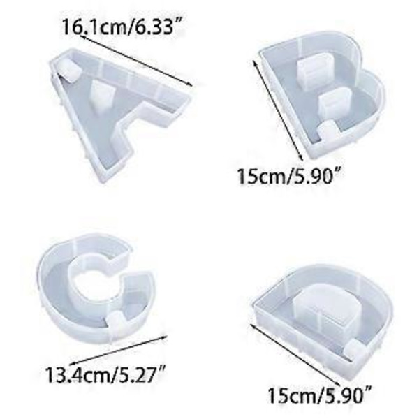 Bokstavsformad Ljushållare Form Ljusstake Hållare Formar för Att Göra Ljushållare, DIY Resin Gjutning Silikonformar A