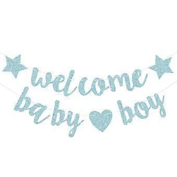 Välkommen Baby Banner Baby Shower Hängande Flagga Glitter Kön Avslöjande Party Dekoration