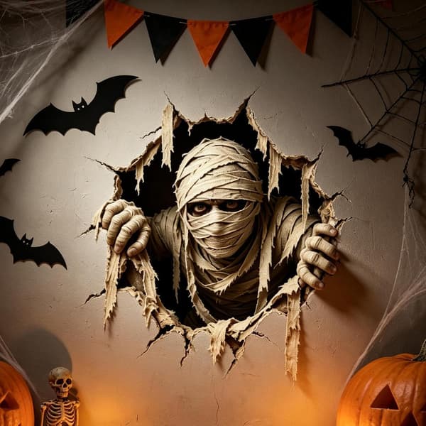 Halloweenin pelottavat seinätarrat kodin sisustukseen, Halloween 3D-seinätarrat - E