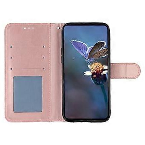 För Motorola Edge 50 Ultra 5G Fodral Spetsblommor PU Läder Flip Plånbok Telefonskal Rose Gold