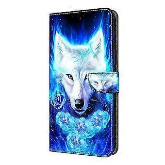 För Samsung Galaxy S25 Edge Läderfodral Mönstertryck Plånboksställ Flip Telefonfodral White Wolf