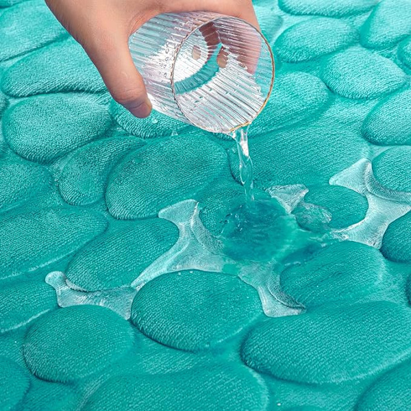 40x60cm, Vert d'eau, Tapis de salle de bain avec tapis d'absorption