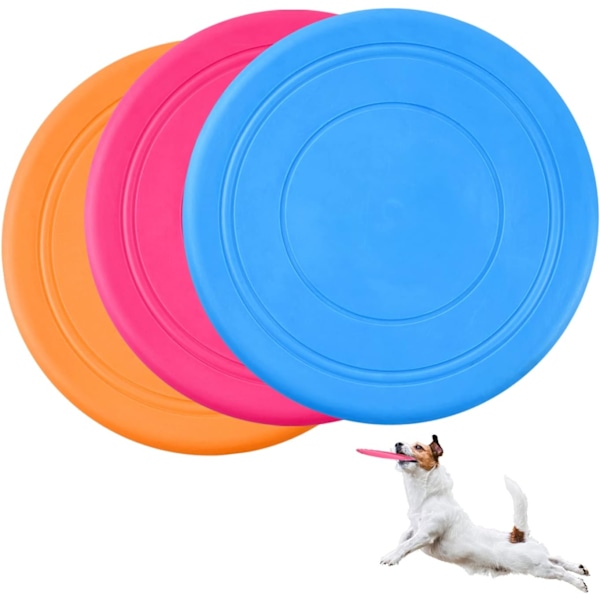 3 stk. Hundeskiver 18cm Frisbee Flyvende Disk Blød Gummiskive f