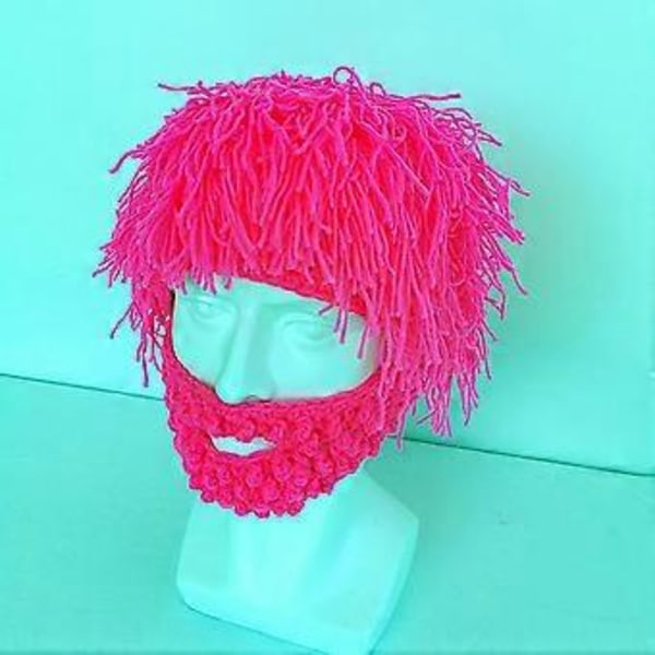 Strikket Hue Strik Beanie Hue Casual Udklædningrekvisit Mænd Kvinder Vinter Varm Hovedbeklædning Fuzzy Vinterhue til Ferie Snowboarding (Mørk Pink S)
