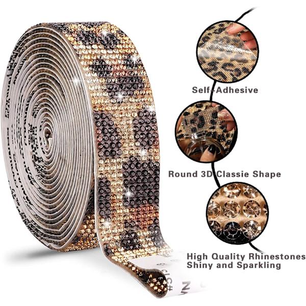 4 stk leopardmønstret Rhinestone tape klistremerker, krystall Rhinestone