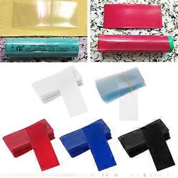 100 st 18650 Litiumbatteri Omslag PVC Värmekrympbar Hylsa Blandat Kit Batterikrympfilm Ersättningsskydd Film Transparent färg Transparent color