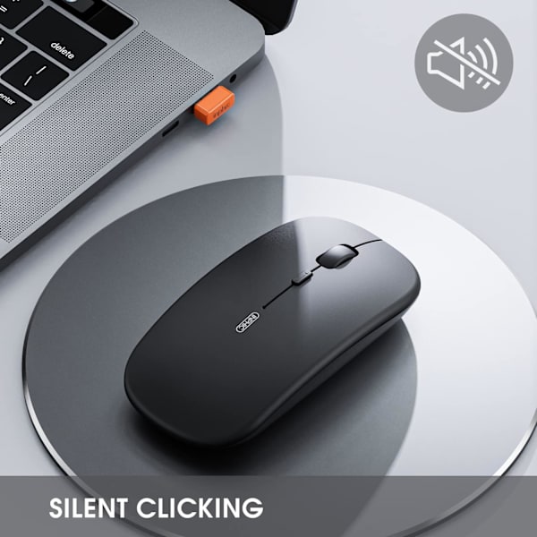 Sort Bluetooth Mus, Triple Mode Genopladelig Støjsvag Bluetooth