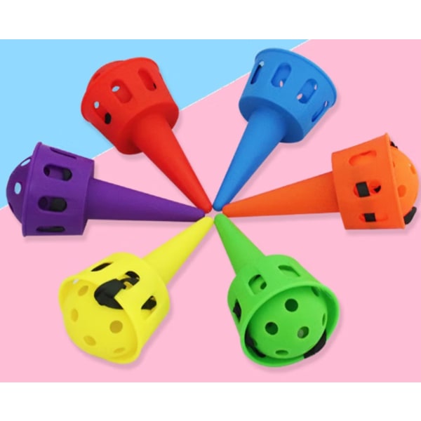 Röd 2 st Pop and Catch Ball Games med Ball Basket Launcher Thr