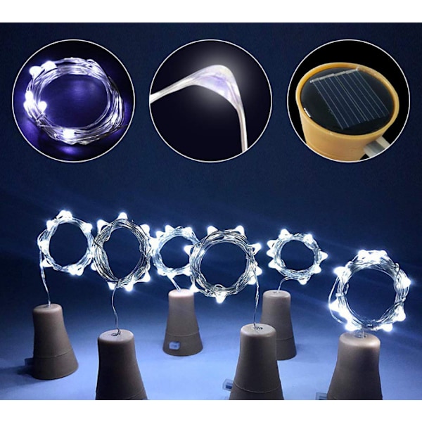 10LEDs Fe-flaske Lys med Kork, 10 stk Romantiske Hvide Lys