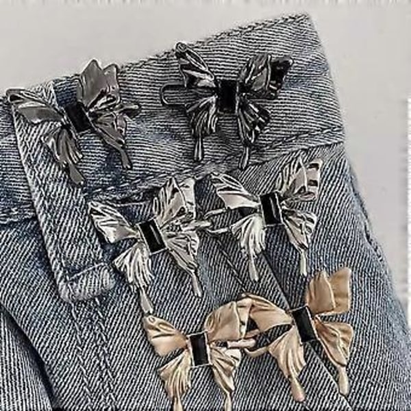 Sommerfuglformet strammer for bukser i livet, justerbart spennesett for livet, bukseknapp for jeans for å gjøre dem strammere - Sub Golden Sub Golden