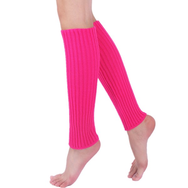 2 Par Dame Juniors Neon Ribbede Beinstøtter for 80-tallet