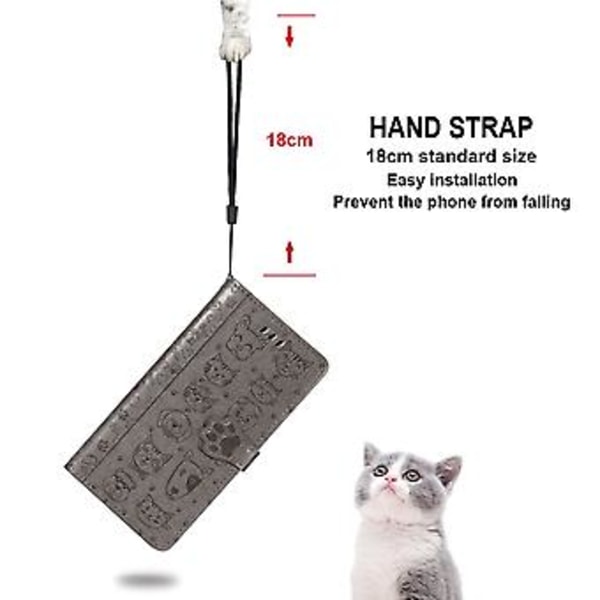 Sött katt- och hundpräglat fodral för iPhone 12 / 12 Pro Grey
