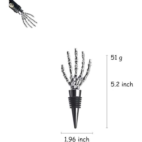 (Sølv) Vinstop, 2 Pacies Ghost Hand Vinflaskestopper C