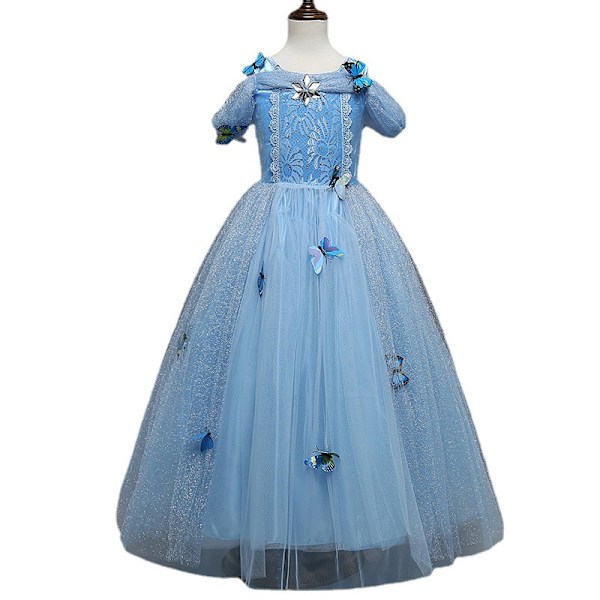 Prinsessan Askungen Klänning Flicka Prinsessa Fjäril Klänning Cinderel