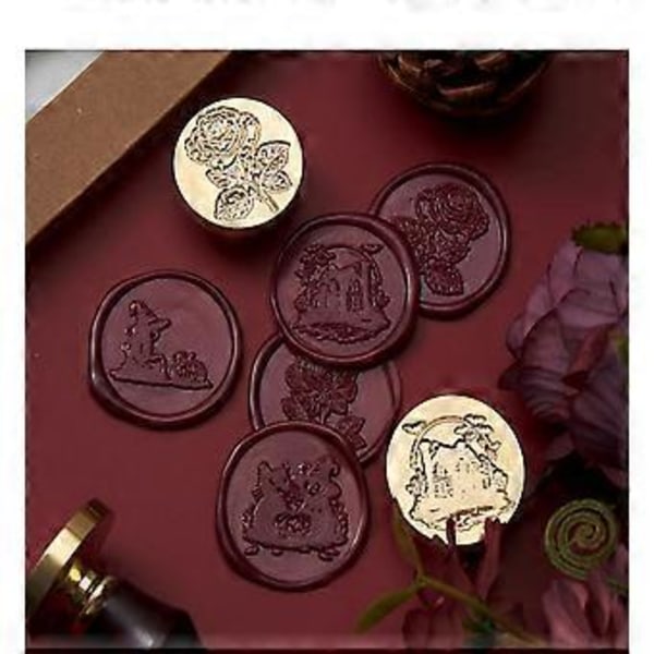 Plante Voks Seglstempel Heks Gresskar Seglvoksstempel for Invitasjonskonvolutter Kort Brev Scrapbooking Dekorasjoner rose 2