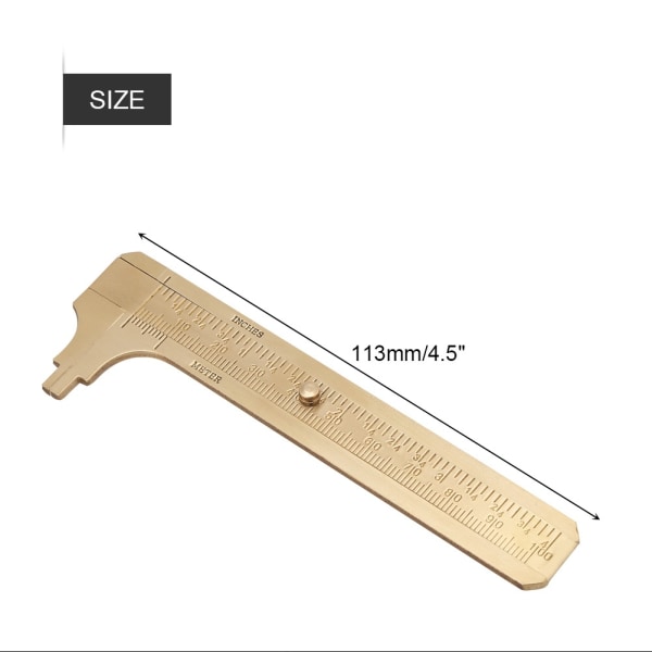 Messing Gauge Vernier Caliper Lineal Måleinstrument Mini Messing Lomme Lineal