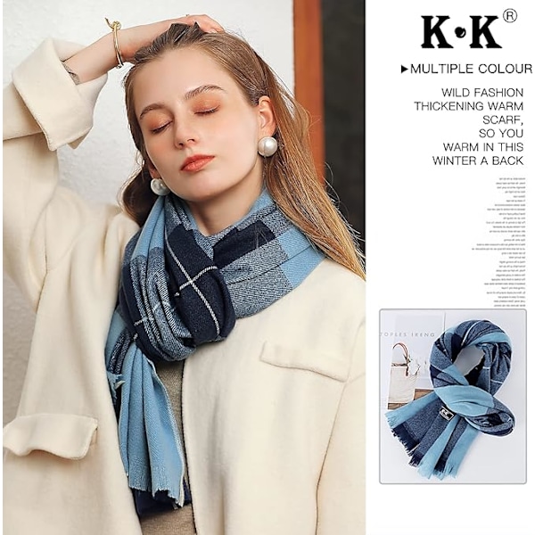 Dames Plaid Sjal Vinter Lang Varmt Plaid Kashmir Uld Sjal Sjal Grøn