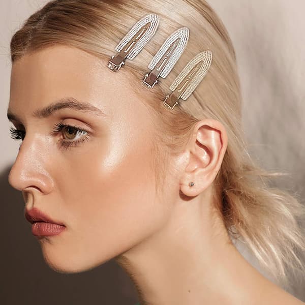 4 stk Rhinestone No Bend Hårklemmer - Metall Blanke Styling Diamant