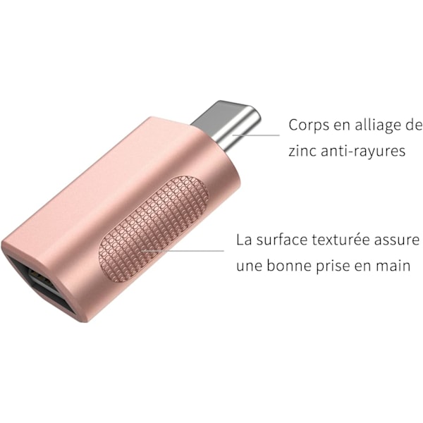 Rose Gold USB C till USB-adapter (2-pack), USB-C till USB 3.0-adapter