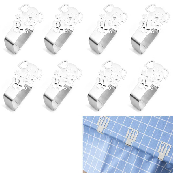 8 stk. (sølvgris) dugeclips, justerbare dugeclips,