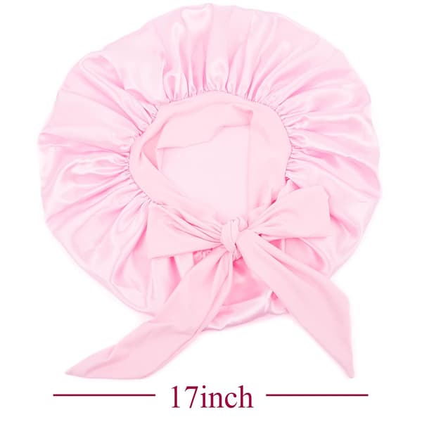 Satin Bonnet Siden Bonnet Hårmössa (Rosa) Jumbo Storlek för Sömn