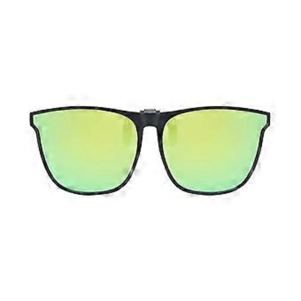 Polariserede Clip-on Solbriller til Mænd Kvinder Solbeskyttelse med Flip Up Anti-Glare Fiske- og Kørebriller - Gylden