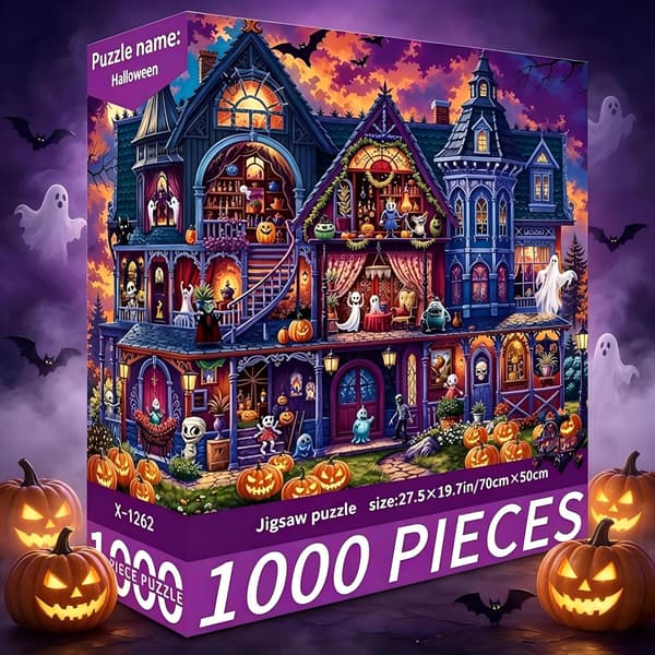 Vuxna pussel: 1 000-bitars pusselset – perfekt för pusselentusiaster, Halloween-tema pussel