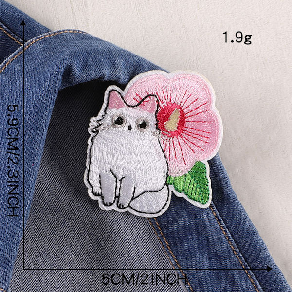 12 st djur broderade strykmärken, katt strykmärken S