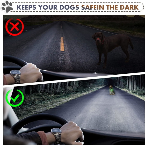 3 Pack LED Dog Collar Light, Light Up Dog Collars, Clip-On LED Do