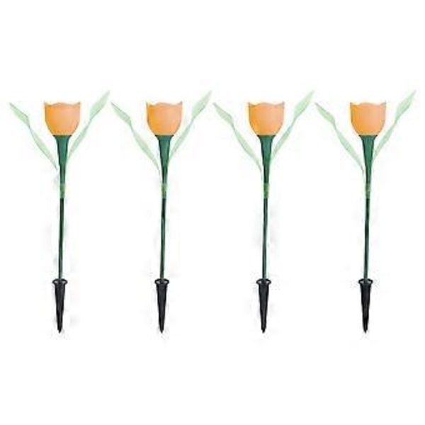 4 kpl Ulkokäyttöön tarkoitettuja aurinkokennotulppaani LED-kukkavaloja vedenpitävä puutarhanurmikkovalaisin koriste Oranssi