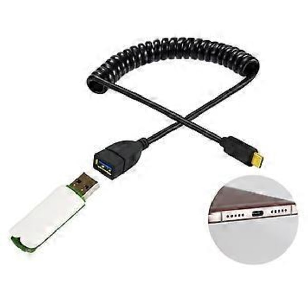 Guldpläterad Teleskopisk Spiral USB A till Typ C OTG Datakabel Snabb Laddningssladd för Extern Hårddisk C