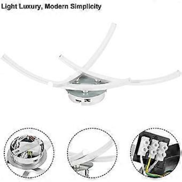 LED Plafondlampe, Moderne Design Bølget Taklampe med 3 Buede Lys for Stue Soverom Spisestue 18W (Varmhvit)