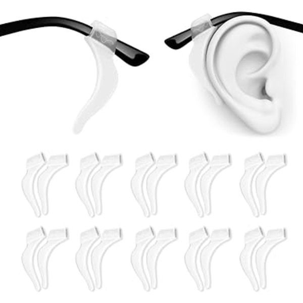 Ørekroker for myke silikonbrille, 10 par sklisikre briller