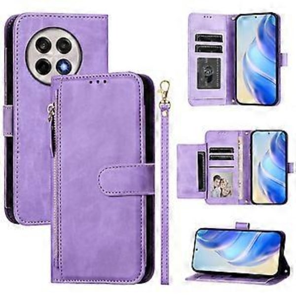 Til OnePlus Ace 5 Pro 5G/OnePlus 13R 5G Etui Lynlåslomme Flere Kortpladser Læder Telefon Cover Purple