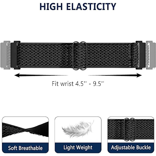 3 vågformad nylon integrerad rem (grå, svart, blågrå)