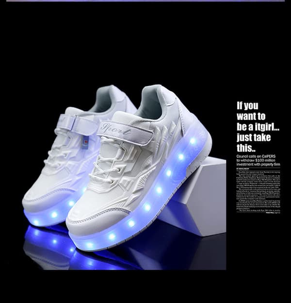 Barnesko Dobbelthjul Sko Led Lys Sko Q7-yky.36.Hvit White 36