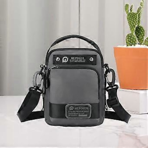 Axelväska för män Justerbar rem Lätt satchel Nylon Trendig midjeväska Crossbody-väska för shopping utomhussporter (Grå) Gray