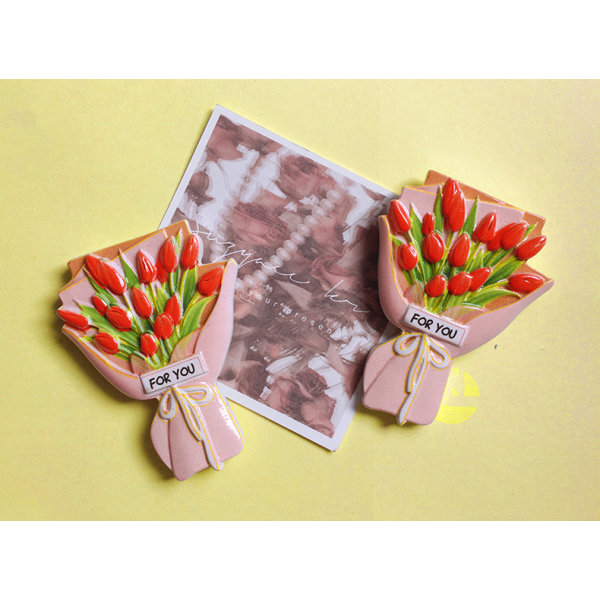 Random 4pcs Cute Flower Refrigerator Magnets with Handmade Orchi