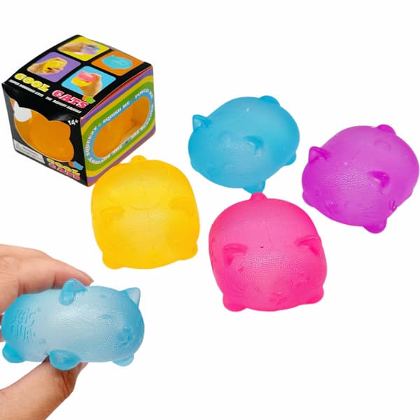 4-pack Needoh Pappa Cat Stressavlastningsleksaker: Sensoriska stimuleringskuber och klämbollar