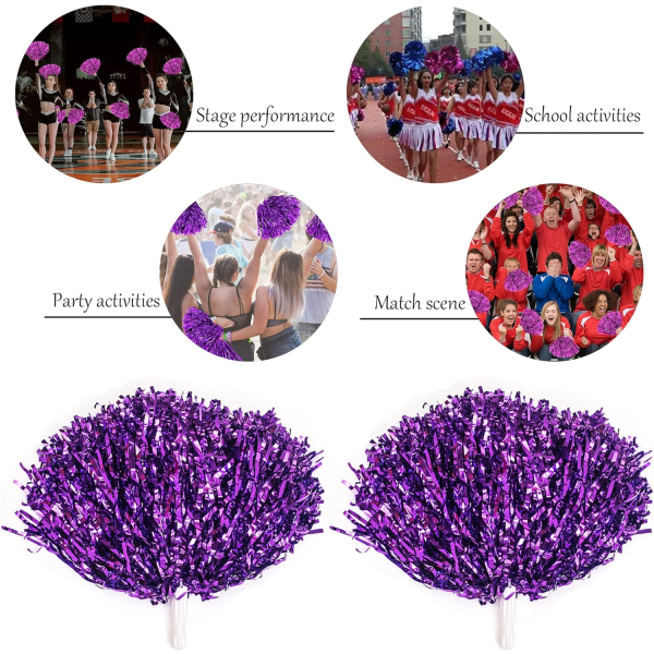 Rose Red Niuhong Cheer Leader Poms Shiny Metallic Cheer Ball Farb