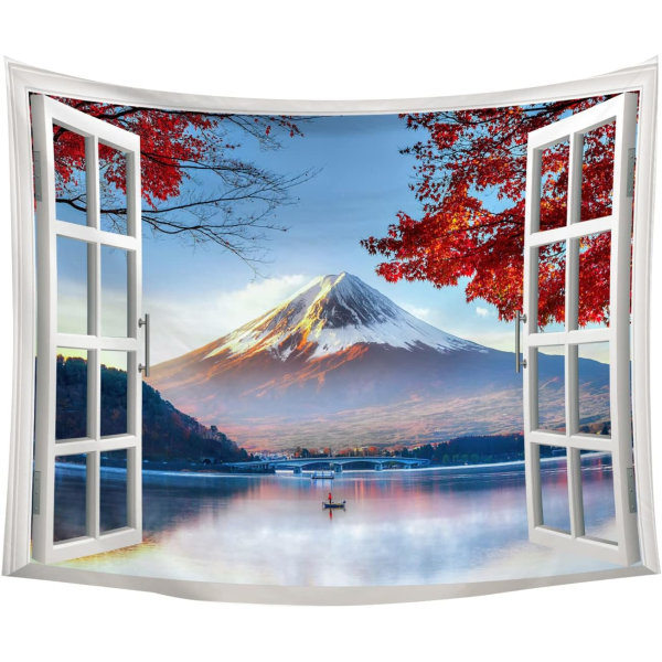 Tapestry Bakteppe Vegghengende asiatisk Fuji Mountain Fotobanner B