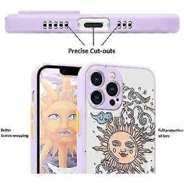 Kompatibel med iPhone 12 Pro Max Skal Matt Klar Design Sol Måne 3D Tecknade Figurer Stötfångare Kvinnor Män Tonåring Flicka Stötsäker Silikon Mjukt Skyddande Skal