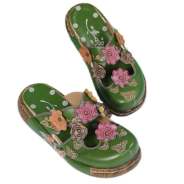 Dame Slippers Boho Bohemia Strand Gå Slip-on Sandaler.40.