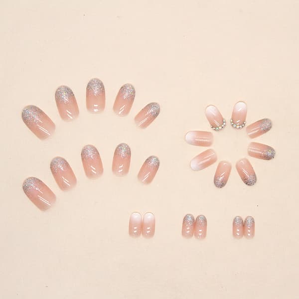 Falske Negle Gradient Glitter Diamanter Bærbare Negle