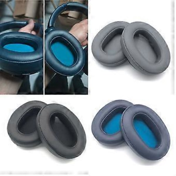 Öronkuddar i läder Svampöverdrag Öronkuddar för So-ny WH-XB900N Headset Reservdelar Mjuka att Bära Memory Foam Grå Gray