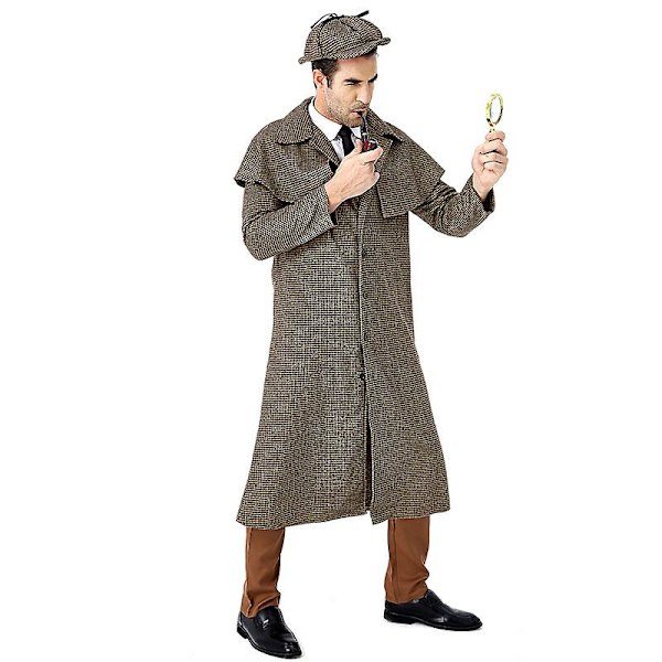 Halloween Cosplay Detektivdragt Engelsk Stil Rullekravefrakke.m.