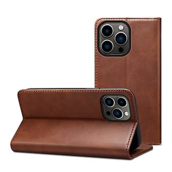 Kalvtextur Läder Telefonfodral För iPhone 14 Pro