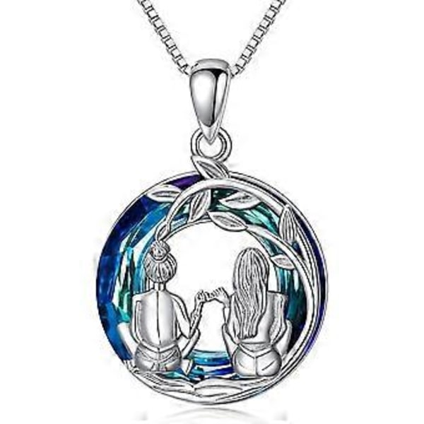 Systers födelsedagspresenter från systrar 925 Sterling Silver Livets Träd 2/3 Systrar Halsband med Kristall Systersmycken Presenter för Kvinnor Flickor Dotter F